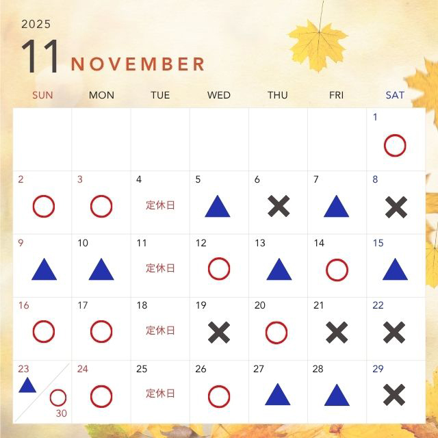 2025年11月の空き状況カレンダー